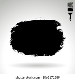 Black brush stroke and texture. Grunge vector abstract hand - painted element. Underline and border design.