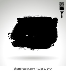 Black brush stroke and texture. Grunge vector abstract hand - painted element. Underline and border design.