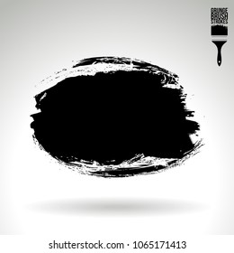 Black brush stroke and texture. Grunge vector abstract hand - painted element. Underline and border design.