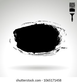 Black brush stroke and texture. Grunge vector abstract hand - painted element. Underline and border design.