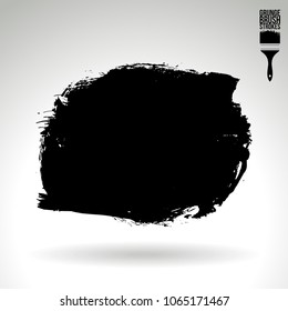 Black brush stroke and texture. Grunge vector abstract hand - painted element. Underline and border design.