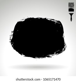 Black brush stroke and texture. Grunge vector abstract hand - painted element. Underline and border design.