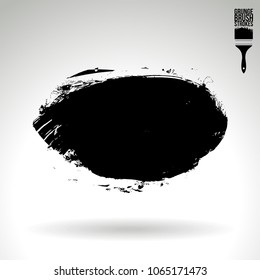 Black brush stroke and texture. Grunge vector abstract hand - painted element. Underline and border design.