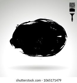 Black brush stroke and texture. Grunge vector abstract hand - painted element. Underline and border design.