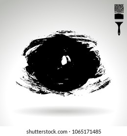 Black brush stroke and texture. Grunge vector abstract hand - painted element. Underline and border design.