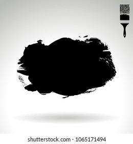 Black brush stroke and texture. Grunge vector abstract hand - painted element. Underline and border design.