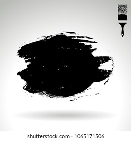 Black brush stroke and texture. Grunge vector abstract hand - painted element. Underline and border design.