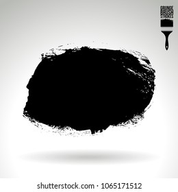 Black brush stroke and texture. Grunge vector abstract hand - painted element. Underline and border design.