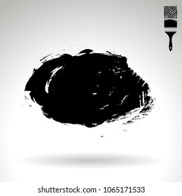 Black brush stroke and texture. Grunge vector abstract hand - painted element. Underline and border design.