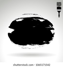 Black brush stroke and texture. Grunge vector abstract hand - painted element. Underline and border design.