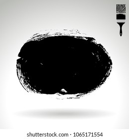 Black brush stroke and texture. Grunge vector abstract hand - painted element. Underline and border design.