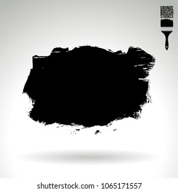 Black brush stroke and texture. Grunge vector abstract hand - painted element. Underline and border design.