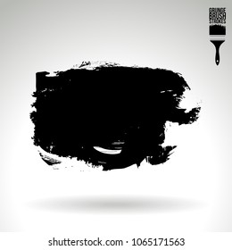 Black brush stroke and texture. Grunge vector abstract hand - painted element. Underline and border design.