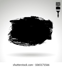 Black brush stroke and texture. Grunge vector abstract hand - painted element. Underline and border design.