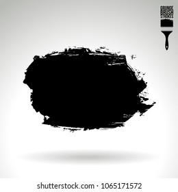 Black brush stroke and texture. Grunge vector abstract hand - painted element. Underline and border design.