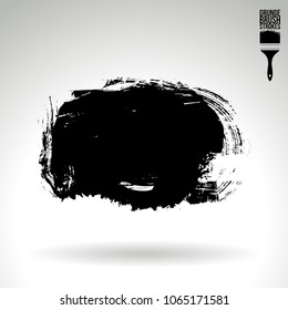 Black brush stroke and texture. Grunge vector abstract hand - painted element. Underline and border design.