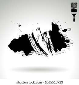 Black brush stroke and texture. Grunge vector abstract hand - painted element. Underline and border design.