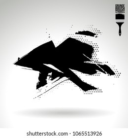 Black brush stroke and texture. Grunge vector abstract hand - painted element. Underline and border design.