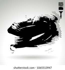 Black brush stroke and texture. Grunge vector abstract hand - painted element. Underline and border design.