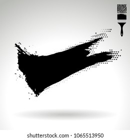 Black brush stroke and texture. Grunge vector abstract hand - painted element. Underline and border design.