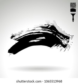 Black brush stroke and texture. Grunge vector abstract hand - painted element. Underline and border design.