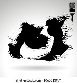 Black brush stroke and texture. Grunge vector abstract hand - painted element. Underline and border design.