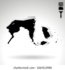 Black brush stroke and texture. Grunge vector abstract hand - painted element. Underline and border design.