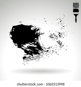 Black brush stroke and texture. Grunge vector abstract hand - painted element. Underline and border design.