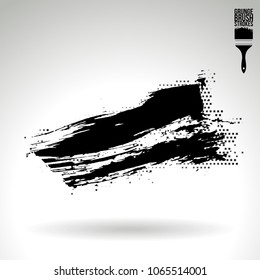 Black brush stroke and texture. Grunge vector abstract hand - painted element. Underline and border design.