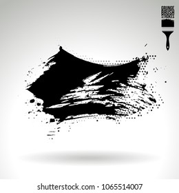 Black brush stroke and texture. Grunge vector abstract hand - painted element. Underline and border design.