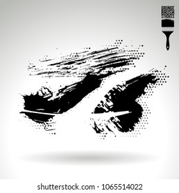 Black brush stroke and texture. Grunge vector abstract hand - painted element. Underline and border design.