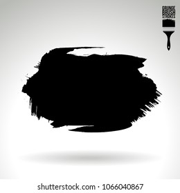 Black brush stroke and texture. Grunge vector abstract hand - painted element. Underline and border design.