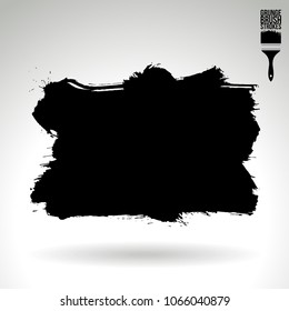 Black brush stroke and texture. Grunge vector abstract hand - painted element. Underline and border design.