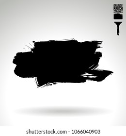 Black brush stroke and texture. Grunge vector abstract hand - painted element. Underline and border design.