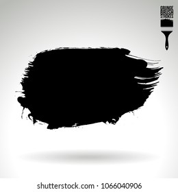 Black brush stroke and texture. Grunge vector abstract hand - painted element. Underline and border design.