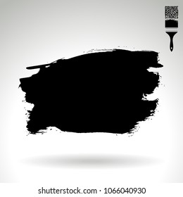 Black brush stroke and texture. Grunge vector abstract hand - painted element. Underline and border design.