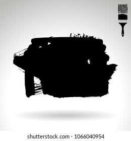 Black brush stroke and texture. Grunge vector abstract hand - painted element. Underline and border design.