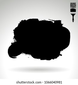 Black brush stroke and texture. Grunge vector abstract hand - painted element. Underline and border design.