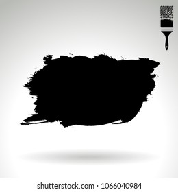 Black brush stroke and texture. Grunge vector abstract hand - painted element. Underline and border design.