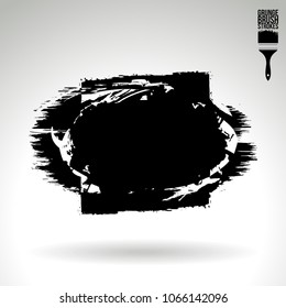 Black brush stroke and texture. Grunge vector abstract hand - painted element. Underline and border design.