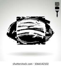 Black brush stroke and texture. Grunge vector abstract hand - painted element. Underline and border design.
