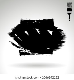 Black brush stroke and texture. Grunge vector abstract hand - painted element. Underline and border design.