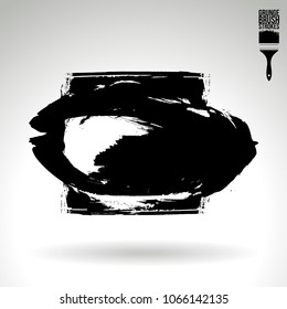 Black brush stroke and texture. Grunge vector abstract hand - painted element. Underline and border design.