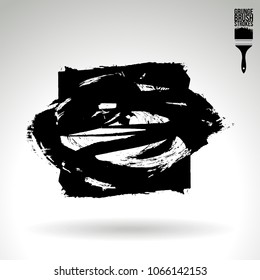 Black brush stroke and texture. Grunge vector abstract hand - painted element. Underline and border design.