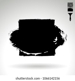 Black brush stroke and texture. Grunge vector abstract hand - painted element. Underline and border design.
