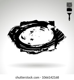 Black brush stroke and texture. Grunge vector abstract hand - painted element. Underline and border design.