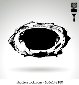 Black brush stroke and texture. Grunge vector abstract hand - painted element. Underline and border design.