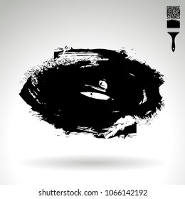 Black brush stroke and texture. Grunge vector abstract hand - painted element. Underline and border design.