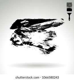 Black brush stroke and texture. Grunge vector abstract hand - painted element. Underline and border design.