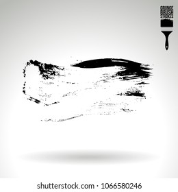 Black brush stroke and texture. Grunge vector abstract hand - painted element. Underline and border design.